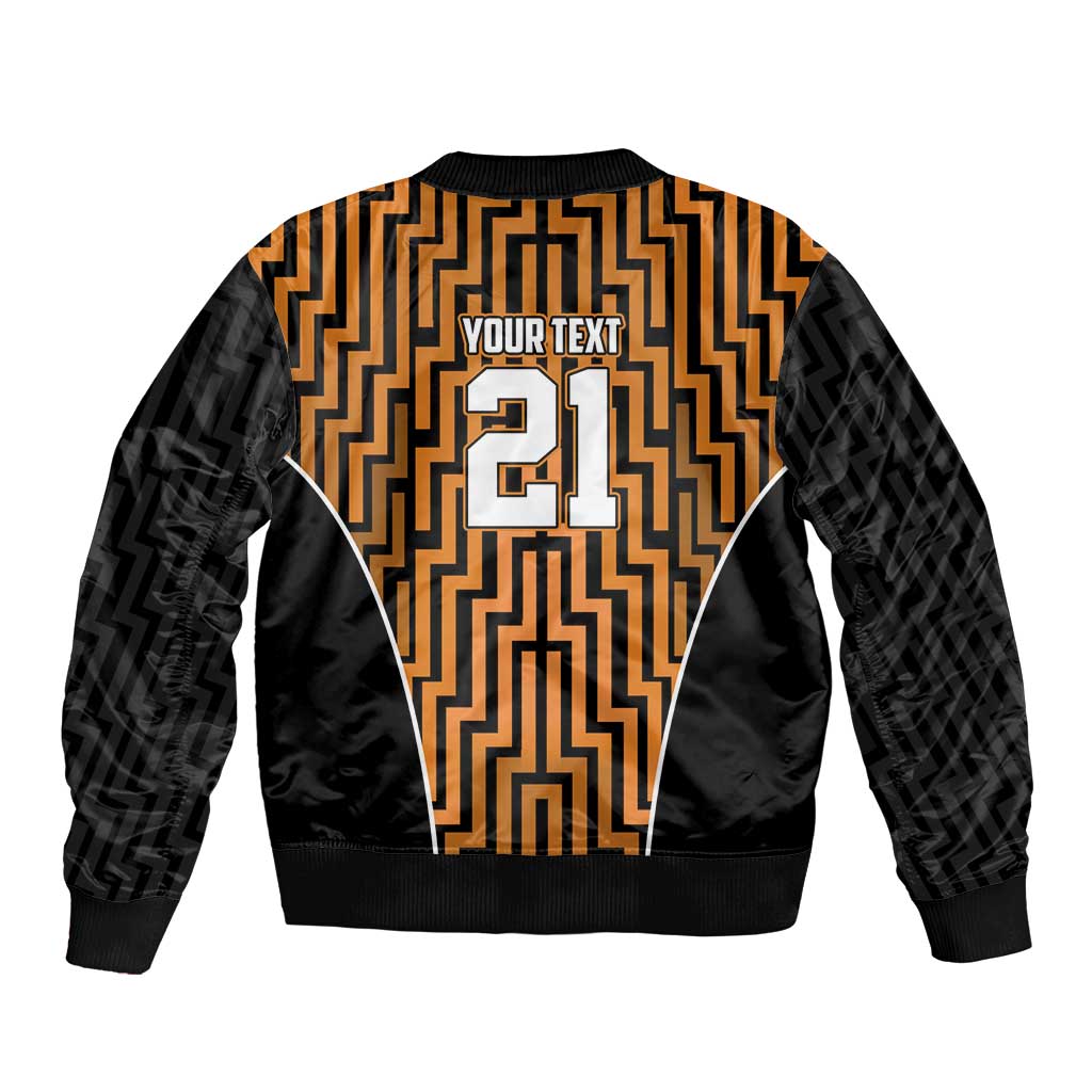 Custom Basketball New Zealand Bomber Jacket Gold Maori Ta Moko Indigenous - Polynesian Pride