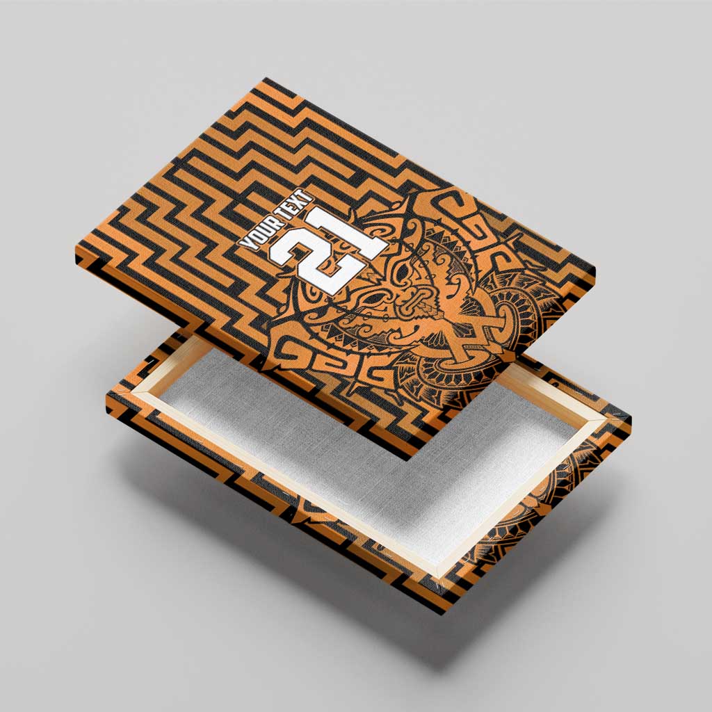 Custom Basketball New Zealand Canvas Wall Art Gold Maori Ta Moko Indigenous - Polynesian Pride