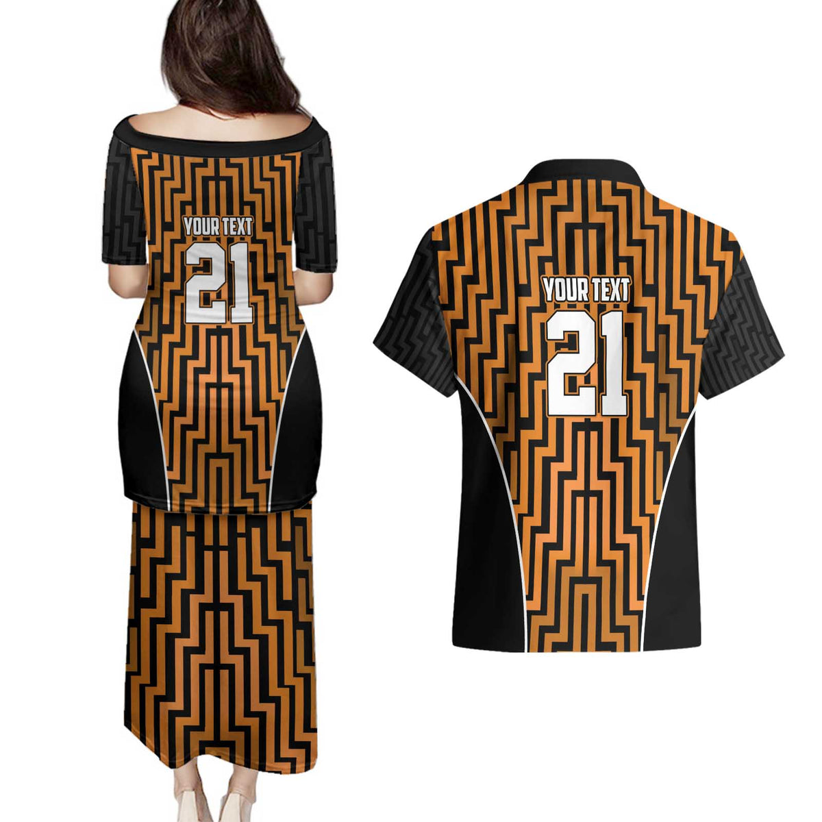 Custom Basketball New Zealand Couples Matching Puletasi and Hawaiian Shirt Gold Maori Ta Moko Indigenous LT9 - Polynesian Pride