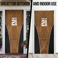 Custom Basketball New Zealand Door Cover Gold Maori Ta Moko Indigenous - Polynesian Pride