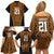 Custom Basketball New Zealand Family Matching Off Shoulder Short Dress and Hawaiian Shirt Gold Maori Ta Moko Indigenous - Polynesian Pride