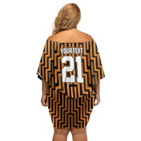 Custom Basketball New Zealand Family Matching Off Shoulder Short Dress and Hawaiian Shirt Gold Maori Ta Moko Indigenous LT9 - Polynesian Pride