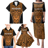 Custom Basketball New Zealand Family Matching Puletasi and Hawaiian Shirt Gold Maori Ta Moko Indigenous LT9 - Polynesian Pride