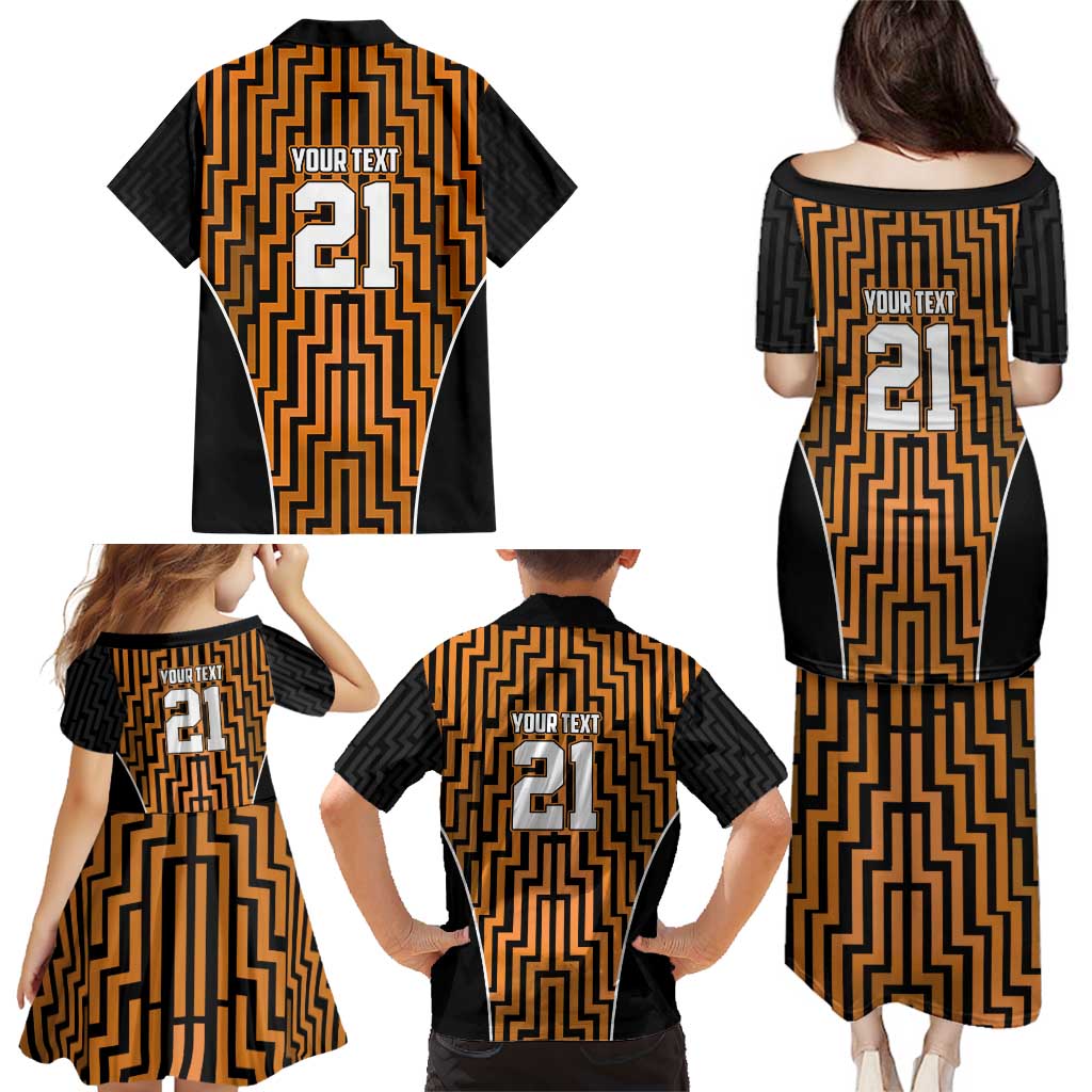 Custom Basketball New Zealand Family Matching Puletasi and Hawaiian Shirt Gold Maori Ta Moko Indigenous LT9 - Polynesian Pride