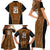 Custom Basketball New Zealand Family Matching Short Sleeve Bodycon Dress and Hawaiian Shirt Gold Maori Ta Moko Indigenous - Polynesian Pride