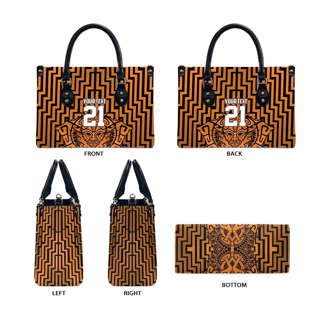 Custom Basketball New Zealand Leather Bag Gold Maori Ta Moko Indigenous - Polynesian Pride