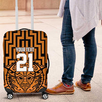 Custom Basketball New Zealand Luggage Cover Gold Maori Ta Moko Indigenous - Polynesian Pride