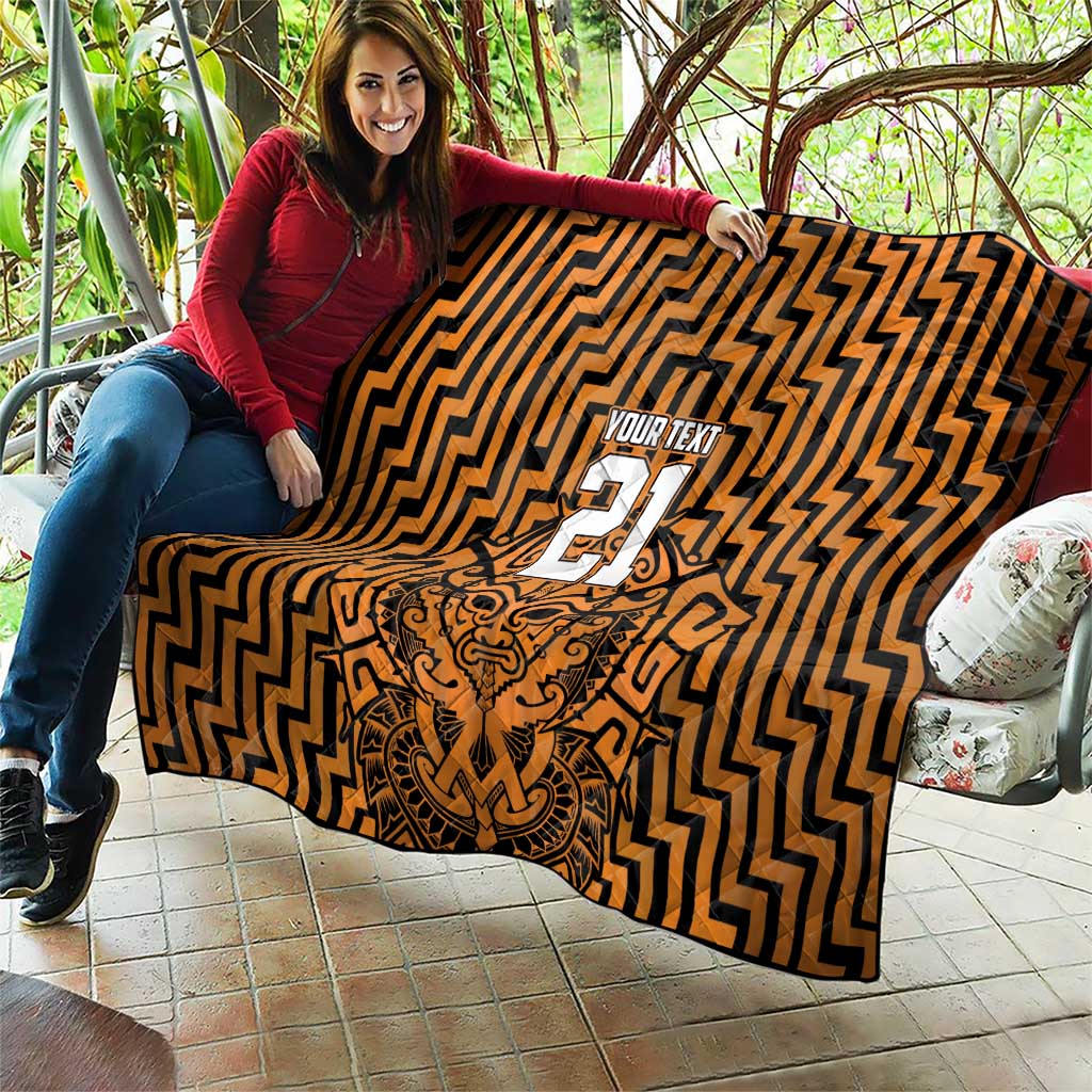 Custom Basketball New Zealand Quilt Gold Maori Ta Moko Indigenous - Polynesian Pride