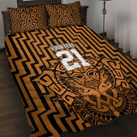 Custom Basketball New Zealand Quilt Bed Set Gold Maori Ta Moko Indigenous - Polynesian Pride