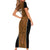 Custom Basketball New Zealand Short Sleeve Bodycon Dress Gold Maori Ta Moko Indigenous - Polynesian Pride