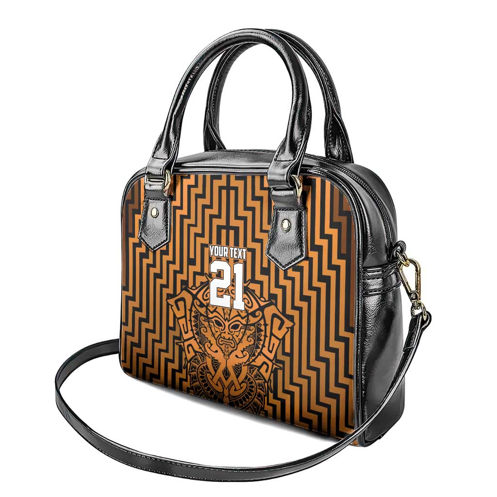 Custom Basketball New Zealand Shoulder Handbag Gold Maori Ta Moko Indigenous - Polynesian Pride