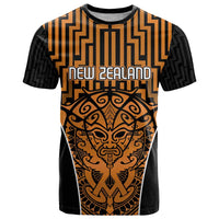 Custom Basketball New Zealand T Shirt Gold Maori Ta Moko Indigenous - Polynesian Pride