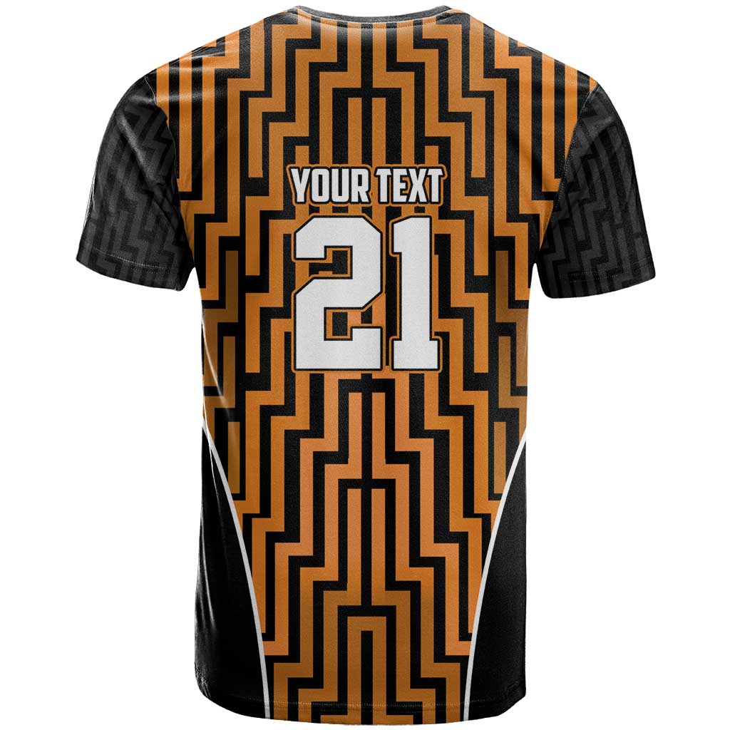 Custom Basketball New Zealand T Shirt Gold Maori Ta Moko Indigenous - Polynesian Pride