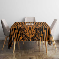 Custom Basketball New Zealand Tablecloth Gold Maori Ta Moko Indigenous - Polynesian Pride