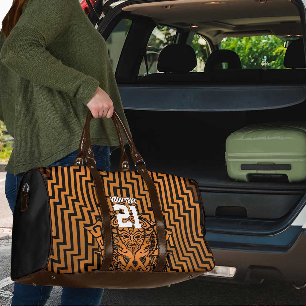 Custom Basketball New Zealand Travel Bag Gold Maori Ta Moko Indigenous - Polynesian Pride