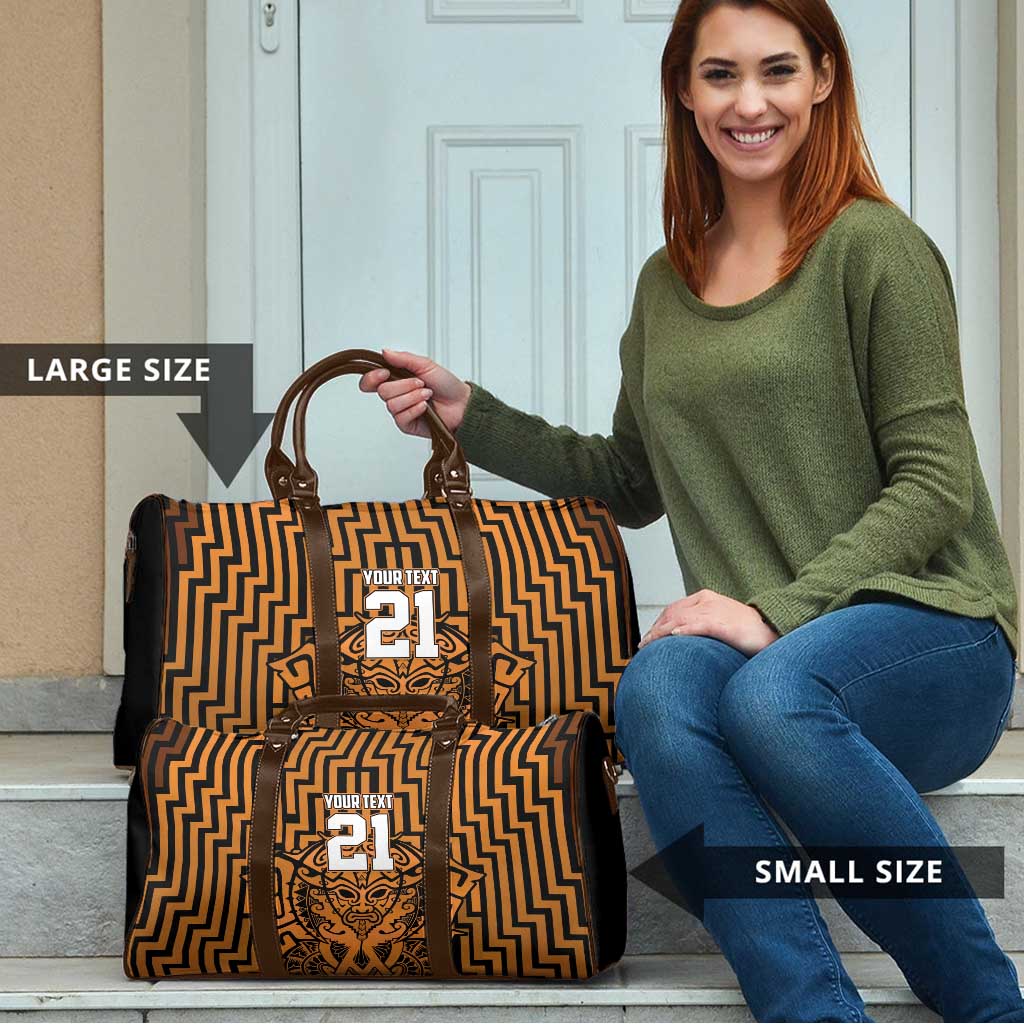Custom Basketball New Zealand Travel Bag Gold Maori Ta Moko Indigenous - Polynesian Pride