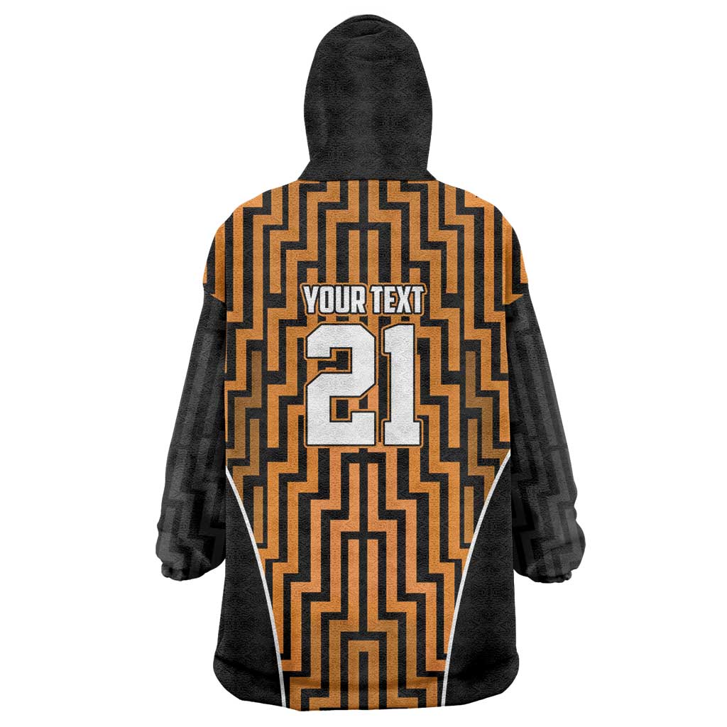 Custom Basketball New Zealand Wearable Blanket Hoodie Gold Maori Ta Moko Indigenous LT9 - Polynesian Pride