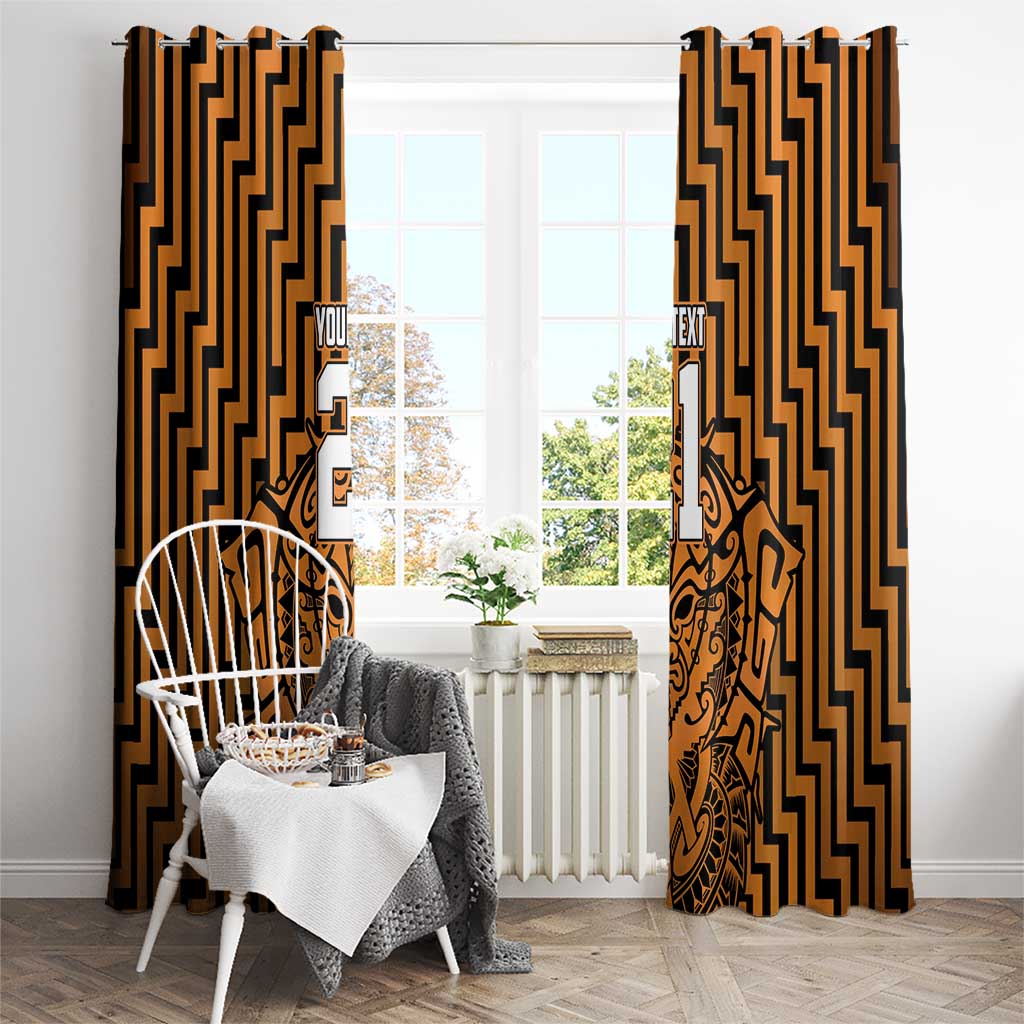 Custom Basketball New Zealand Window Curtain Gold Maori Ta Moko Indigenous - Polynesian Pride