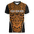 Custom Basketball New Zealand Women V-Neck T-Shirt Gold Maori Ta Moko Indigenous - Polynesian Pride