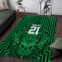 Custom Basketball New Zealand Area Rug Green Maori Ta Moko Indigenous - Polynesian Pride