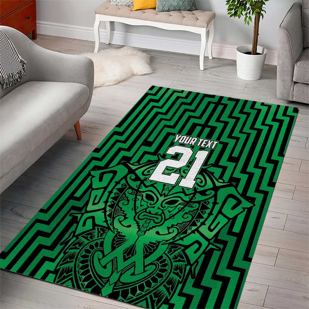 Custom Basketball New Zealand Area Rug Green Maori Ta Moko Indigenous - Polynesian Pride