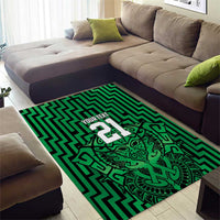 Custom Basketball New Zealand Area Rug Green Maori Ta Moko Indigenous - Polynesian Pride
