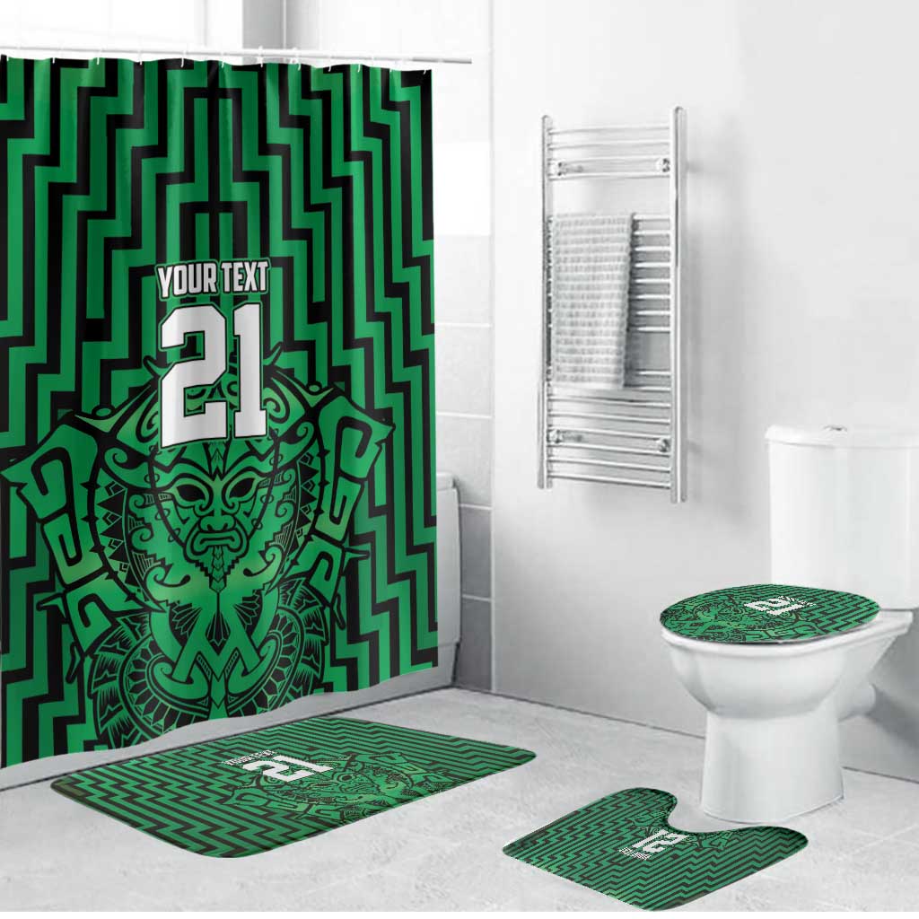 Custom Basketball New Zealand Bathroom Set Green Maori Ta Moko Indigenous - Polynesian Pride