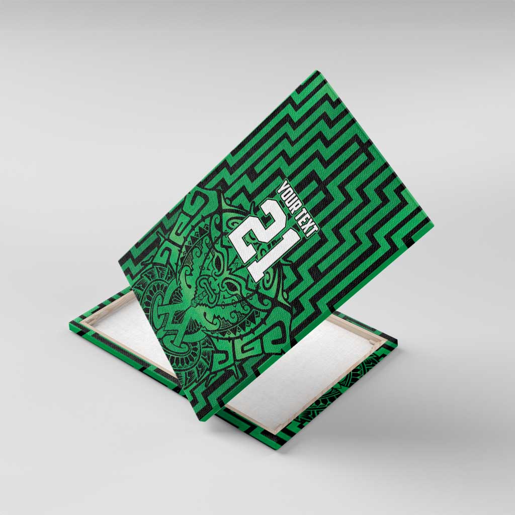 Custom Basketball New Zealand Canvas Wall Art Green Maori Ta Moko Indigenous - Polynesian Pride