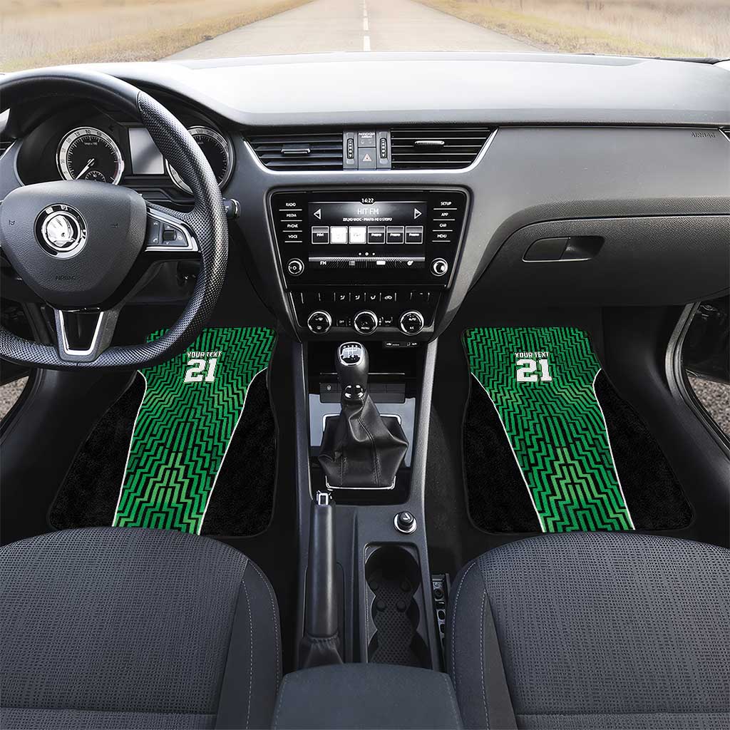 Custom Basketball New Zealand Car Mats Green Maori Ta Moko Indigenous - Polynesian Pride