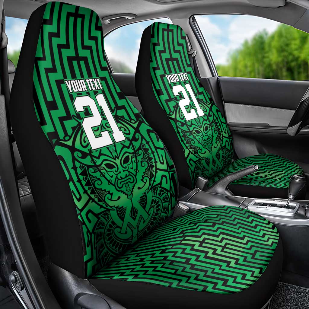 Custom Basketball New Zealand Car Seat Cover Green Maori Ta Moko Indigenous - Polynesian Pride