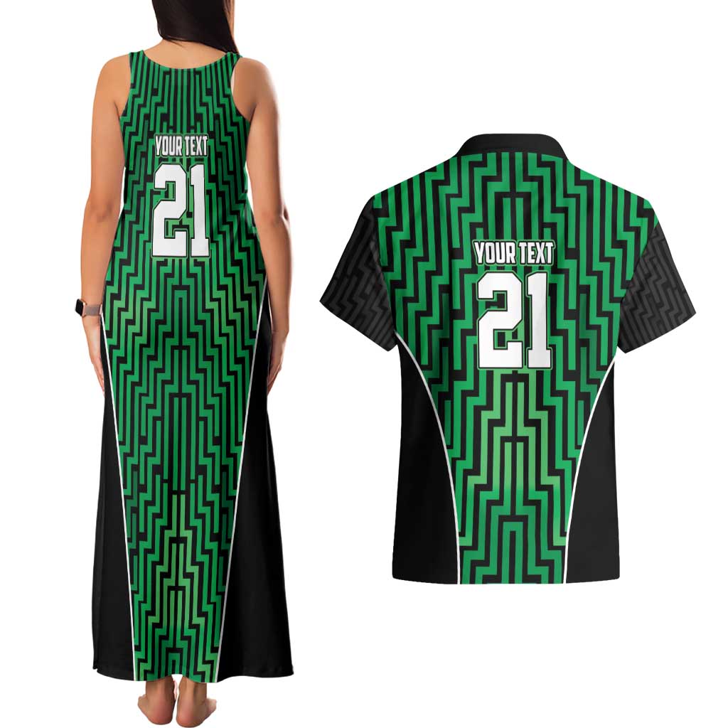 Custom Basketball New Zealand Couples Matching Tank Maxi Dress and Hawaiian Shirt Green Maori Ta Moko Indigenous LT9 - Polynesian Pride