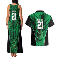 Custom Basketball New Zealand Couples Matching Tank Maxi Dress and Hawaiian Shirt Green Maori Ta Moko Indigenous LT9 - Polynesian Pride
