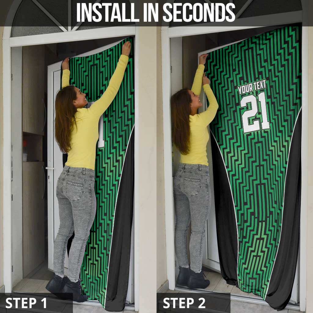 Custom Basketball New Zealand Door Cover Green Maori Ta Moko Indigenous - Polynesian Pride