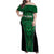 Custom Basketball New Zealand Family Matching Off Shoulder Maxi Dress and Hawaiian Shirt Green Maori Ta Moko Indigenous - Polynesian Pride