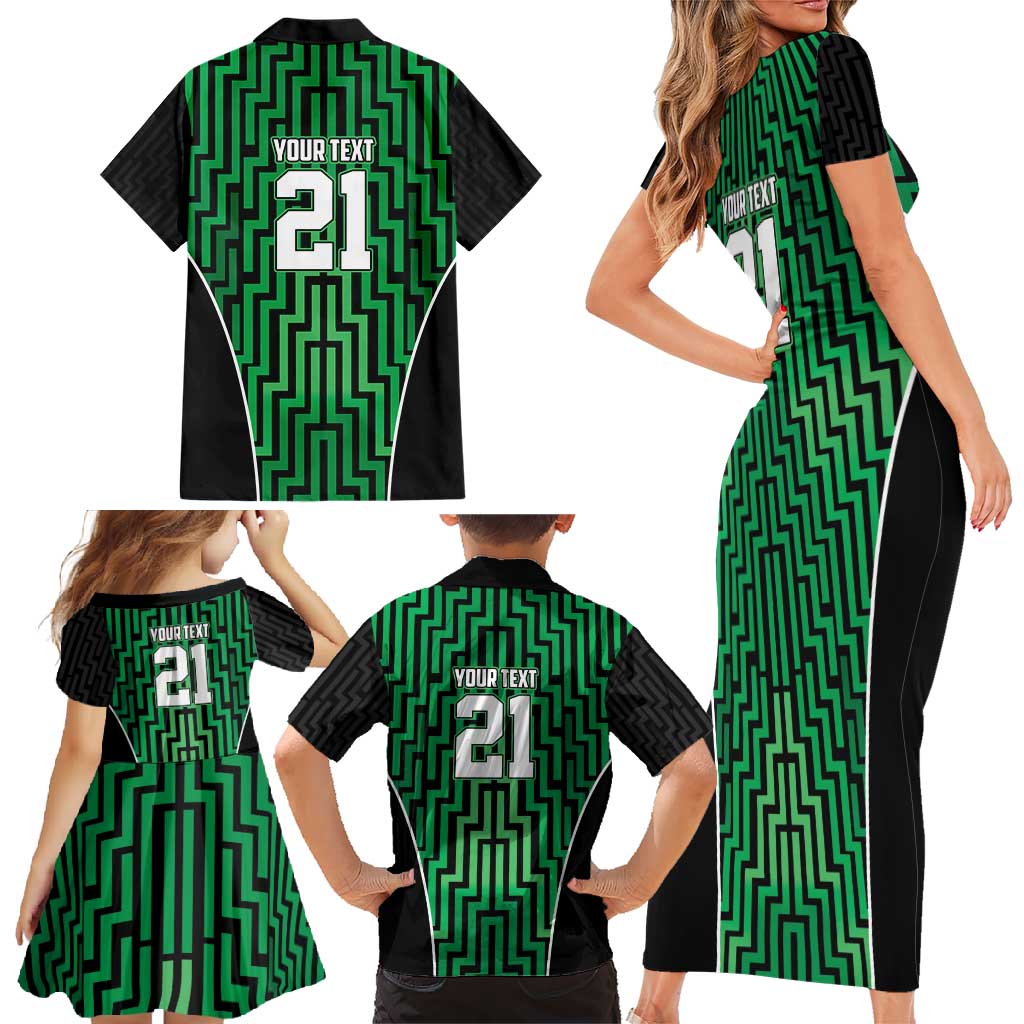 Custom Basketball New Zealand Family Matching Short Sleeve Bodycon Dress and Hawaiian Shirt Green Maori Ta Moko Indigenous LT9 - Polynesian Pride