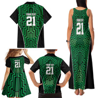 Custom Basketball New Zealand Family Matching Tank Maxi Dress and Hawaiian Shirt Green Maori Ta Moko Indigenous - Polynesian Pride