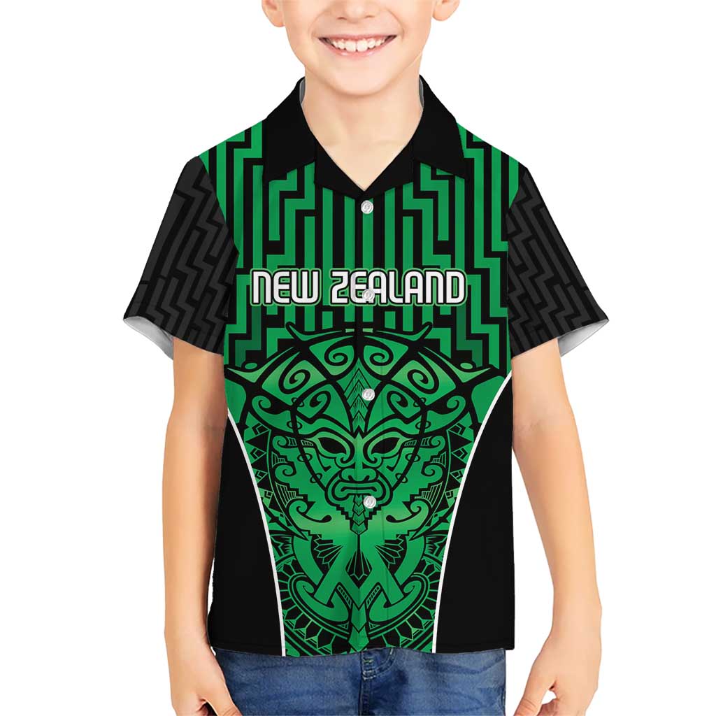 Custom Basketball New Zealand Hawaiian Shirt Green Maori Ta Moko Indigenous - Polynesian Pride