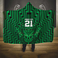 Custom Basketball New Zealand Hooded Blanket Green Maori Ta Moko Indigenous - Polynesian Pride