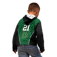 Custom Basketball New Zealand Kid Hoodie Green Maori Ta Moko Indigenous - Polynesian Pride