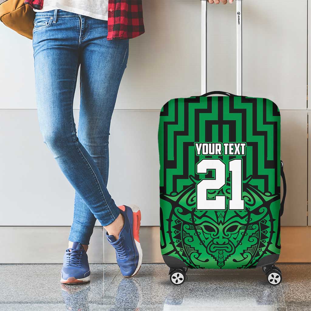 Custom Basketball New Zealand Luggage Cover Green Maori Ta Moko Indigenous - Polynesian Pride