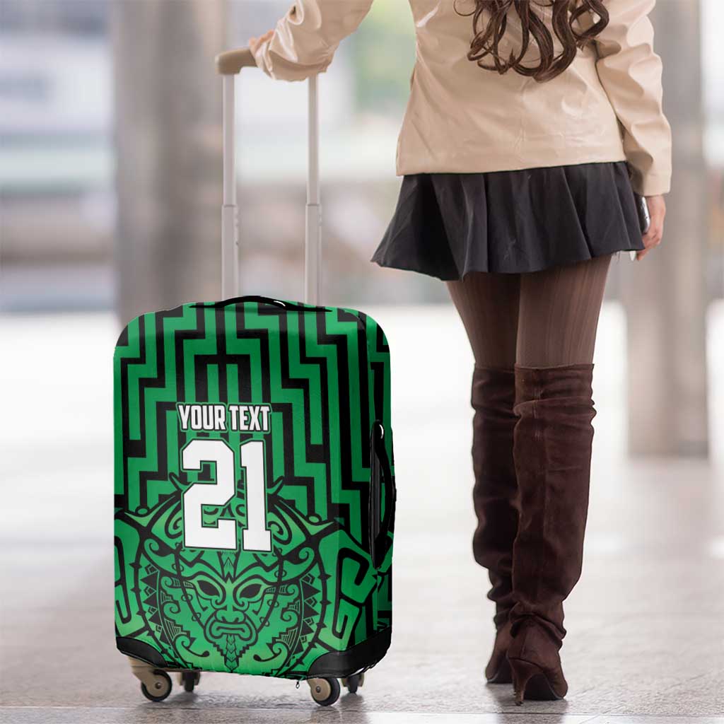 Custom Basketball New Zealand Luggage Cover Green Maori Ta Moko Indigenous - Polynesian Pride