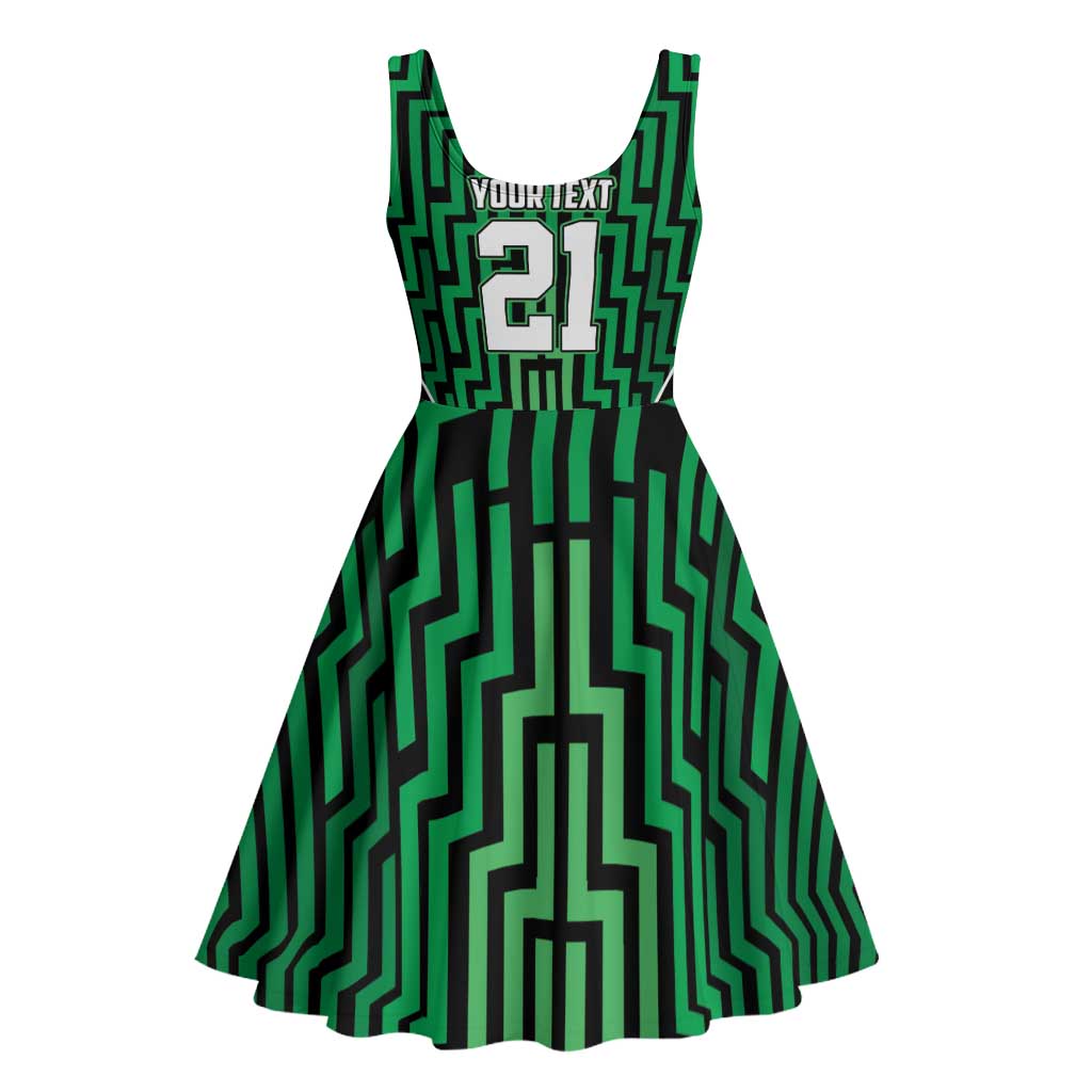 Custom Basketball New Zealand Midi Dress Green Maori Ta Moko Indigenous - Polynesian Pride