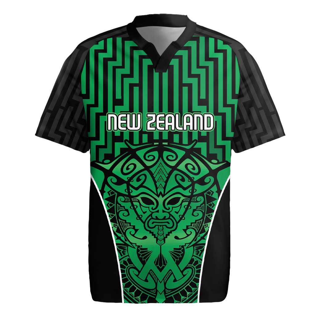 Custom Basketball New Zealand Rugby Jersey Green Maori Ta Moko Indigenous - Polynesian Pride