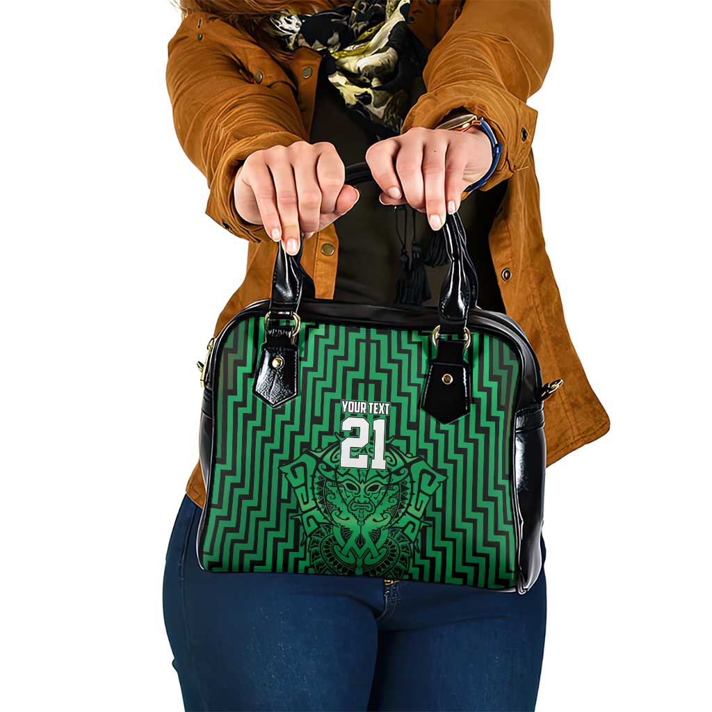 Custom Basketball New Zealand Shoulder Handbag Green Maori Ta Moko Indigenous - Polynesian Pride