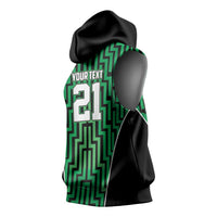 Custom Basketball New Zealand Sleeveless Hoodie Green Maori Ta Moko Indigenous LT9 - Polynesian Pride