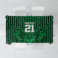Custom Basketball New Zealand Tablecloth Green Maori Ta Moko Indigenous - Polynesian Pride