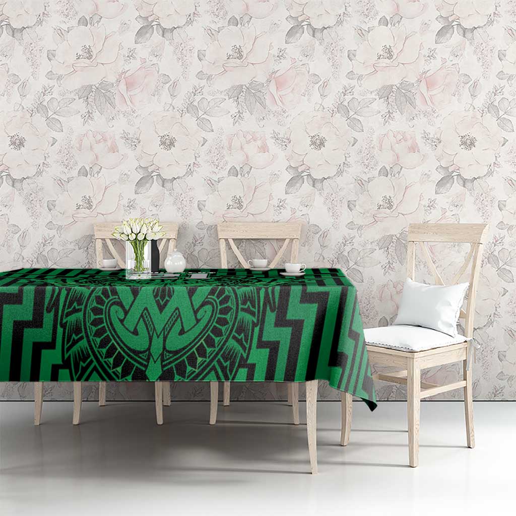Custom Basketball New Zealand Tablecloth Green Maori Ta Moko Indigenous - Polynesian Pride