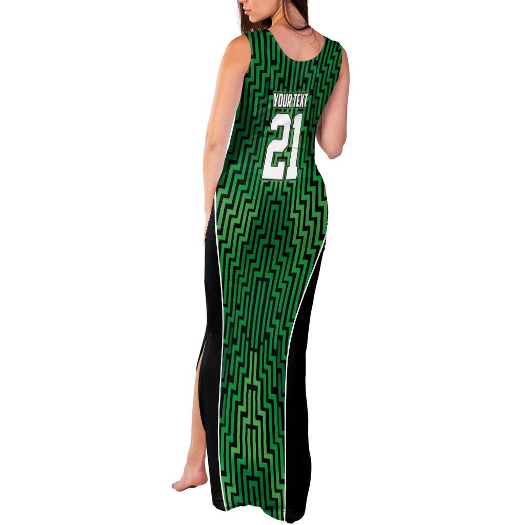 Custom Basketball New Zealand Tank Maxi Dress Green Maori Ta Moko Indigenous - Polynesian Pride