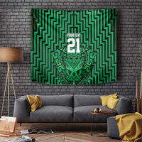 Custom Basketball New Zealand Tapestry Green Maori Ta Moko Indigenous - Polynesian Pride