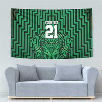 Custom Basketball New Zealand Tapestry Green Maori Ta Moko Indigenous - Polynesian Pride